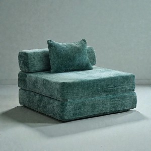 Mshliw Convertible Foldable Sofa Bed with Chenille Upholstery, Single Sofa, Modular Floor Couch, No-Assembly Design, Multi-Position Sleeper - 1 of 4