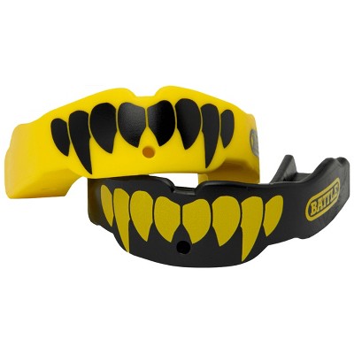 Battle Sports Adult Fang Mouthguard 2-Pack with Straps -Neon Yellow/Black