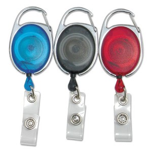 SICURIX Quick Clip Card Reels, 30" Extension, Blue/Red/Smoke, 3/Pack - 1 of 2
