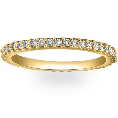 Pompeii3 1/2Ct Diamond Eternity Ring Prong Stackable Wedding Band 14k Yellow Gold