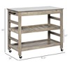 NicBex Mobile Kitchen Island Cart Morden Kitchen Storage Cabinets on Wheel with Storage Open Shelves for Kitchen, Gray - 2 of 4