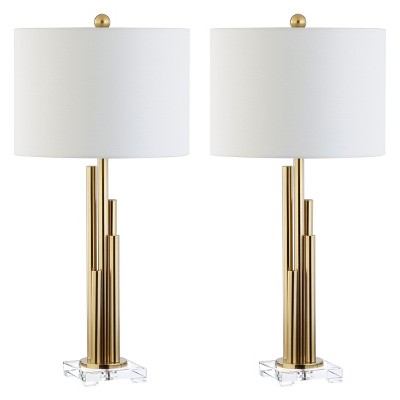 (Set of 2) 32" Hopper Table Lamp Brass Gold (Includes LED Light Bulb) - Safavieh