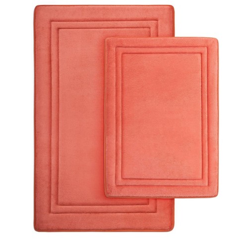 2pc Quick Drying Memory Foam Bath Mat Coral Microdry Target