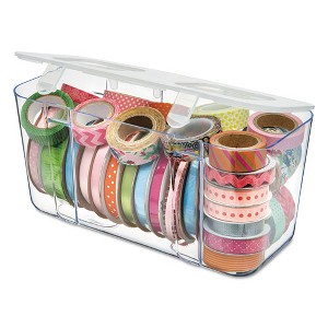 Deflecto Stackable Caddy Organizer, Medium, Clear, 8.8" x 4" x 4.38" - 1 of 4