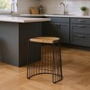 HomeRoots 26" Natural and Black Solid Wood and Iron Backless Counter Height Bar Chair - 2 of 4