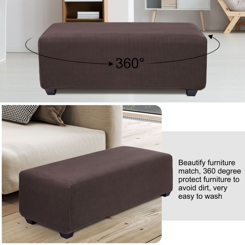 PiccoCasa High Stretch Ottoman Cover with Elastic Bottom Rectangle Storage Stool Cover Furniture Covers, 2 of 5