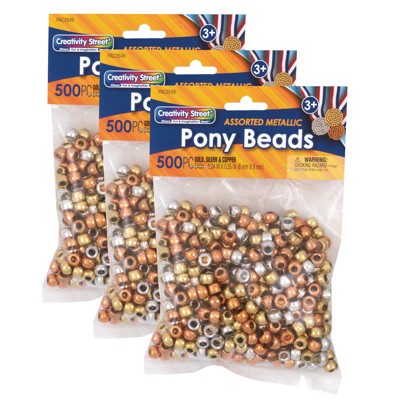 Creativity Street Plastic Pony Beads - White, Pkg of 1000