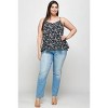 Slickblue Plus Size Floral Cami with Bar Back Cutout, Navy, V-Neck, Hi-Lo Hem, Size 1XL - 3 of 4