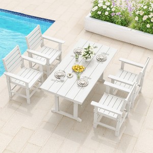 Arceso Outdoor Dining Set with Umbrella Hole, HDPS Patio Furniture - 1 of 4