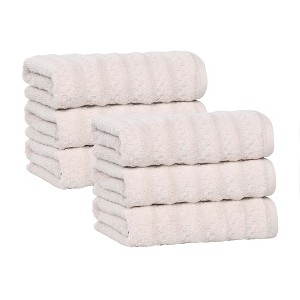 Waffle Textured Stripes Zero Twist Cotton Medium Weight Towel Set by Blue Nile Mills - 1 of 4