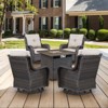POCASSY Patio Furniture Set with 30" Propane Fire Pit Table, Patio Swivel Rocking Glider Chairs Set of 4 with PE Wicker and Square Firepit Table - 2 of 4