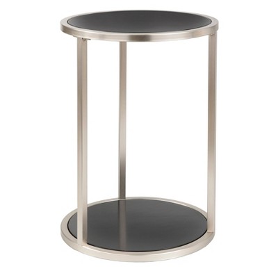 Mae Round Side Table Black/Nickel - Angelo Home