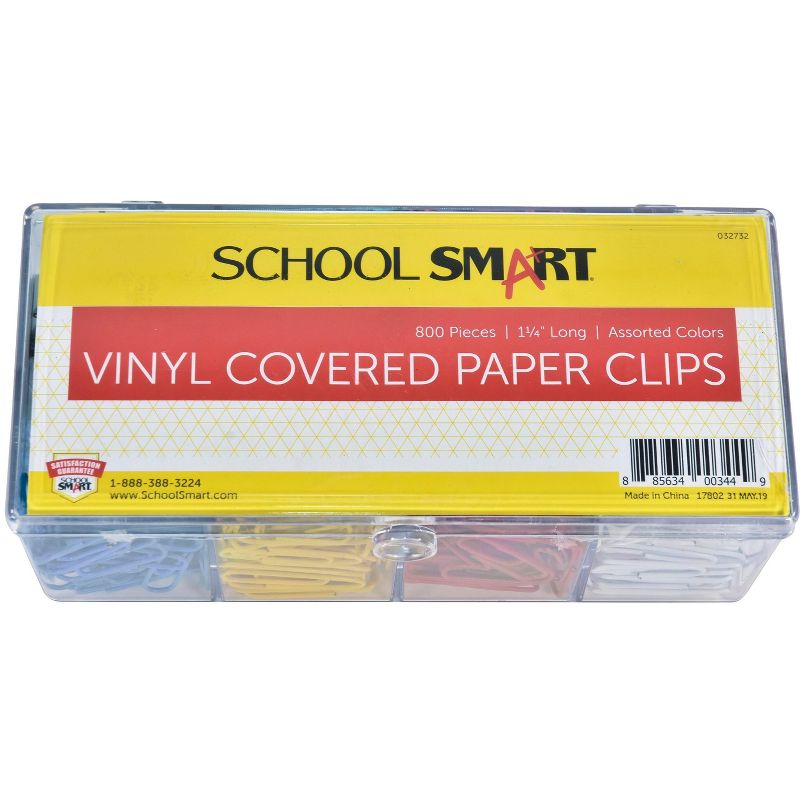 School Smart Paper Clip, Vinyl Coated, Standard, Assorted Color, Pack of 800, 4 of 6