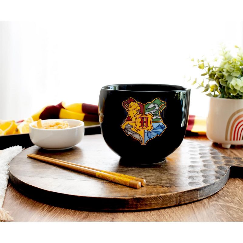 Silver Buffalo Harry Potter Hogwarts Crest 20-Ounce Ramen Bowl and Chopstick Set, 3 of 7