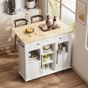 Foldable Kitchen Island Cart With Wheels, Spice Rack And Towel Holder Compact Mobile Storage Cart For Small Kitchens, Camping And RVs - 3 of 4