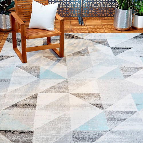 Sofia Holly 7'9" x 10'2" Outdoor Patio Rug Gray/Blue - Nicole Miller