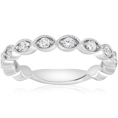 Pompeii3 3/8ct Vintage Diamond Stackable Wedding Ring Womens Stackable Band 14k Gold