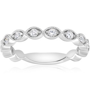 Pompeii3 3/8ct Vintage Diamond Stackable Wedding Ring Womens Stackable Band 14k Gold - 1 of 3