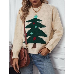 Christmas Sweater Pullover Holiday Soft Lightweight Warm Crewneck Chunky Sweaters - 1 of 4