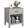 Farmhouse Nightstand Set of 2, Modern End Table with Storage Drawer, Wood Night Stand Side Table for Bedroom Living Room Nursery Office - 2 of 4