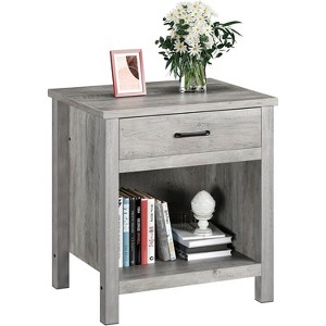 Farmhouse Nightstand Set of 2, Modern End Table with Storage Drawer, Wood Night Stand Side Table for Bedroom Living Room Nursery Office - 1 of 4