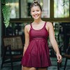 Calypsa Women's Plus Size Amber Flared Tankini Swim Top With Adjustable Straps and Removable Cups - 3 of 4