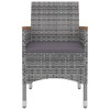 vidaXL Patio Dining Set Outdoor Table and Chair Set Poly Rattan and Glass - Gray 55.1" Table Length 4 Chairs - 4 of 4