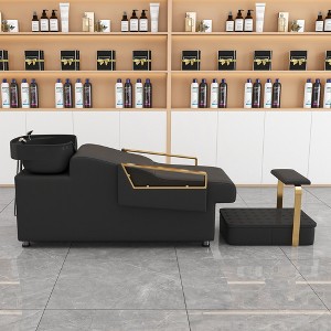 KWPZQEB Shampoo Bowl and Chair Set for Salon, Shampoo Barber Backwash Chair, ABS Shampoo Bowl Sink Chair with Footrest for Spa Beauty Salon, Black - 1 of 4