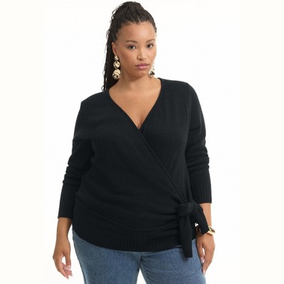 June + Vie by Roaman's Wrap-Front Cardigan