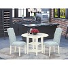 HomeStock 3-Piece Linen White Finish Round Solid Wood Top with Dropleaf Dining Table Set - 2 of 4