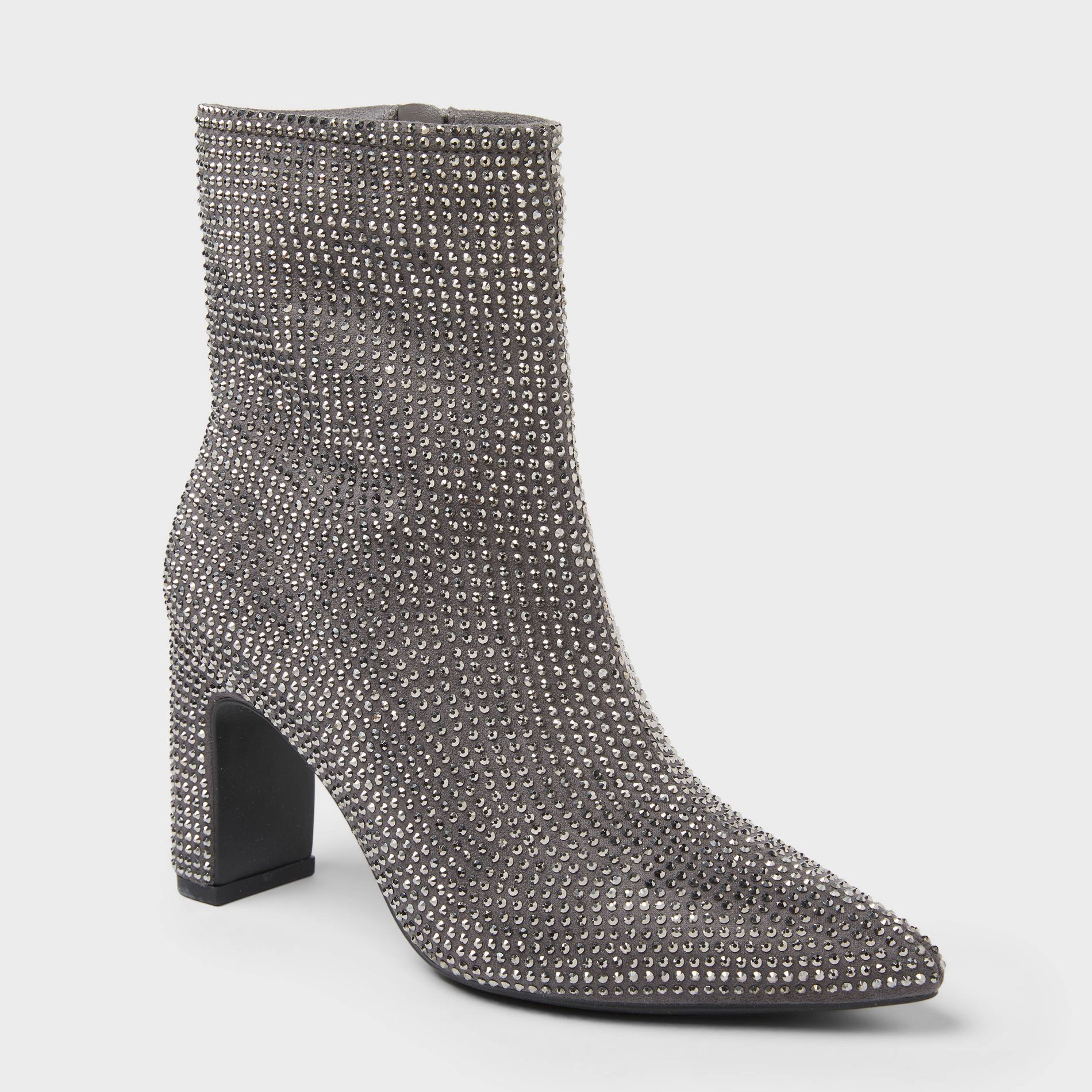 Women’s Gloria Low Shaft Heeled Rhinestones Boots with Memory Foam Insole - A New Day™ Silver 8