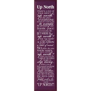 Slickblue Up North Wood Wall Sign – Rustic Quote for Cabin, Lake House, or Retreat Decor – 9x36 Inches, Color Options - 1 of 3