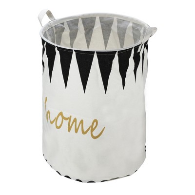 Unique Bargains 3661 Cubic-in Foldable Cylindrical Laundry Basket Black 1 Pc Home