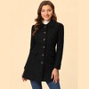 Allegra K Women's Peter Pan Collar Flap Pocket Single Breasted Buttoned Long Coat - 2 of 4