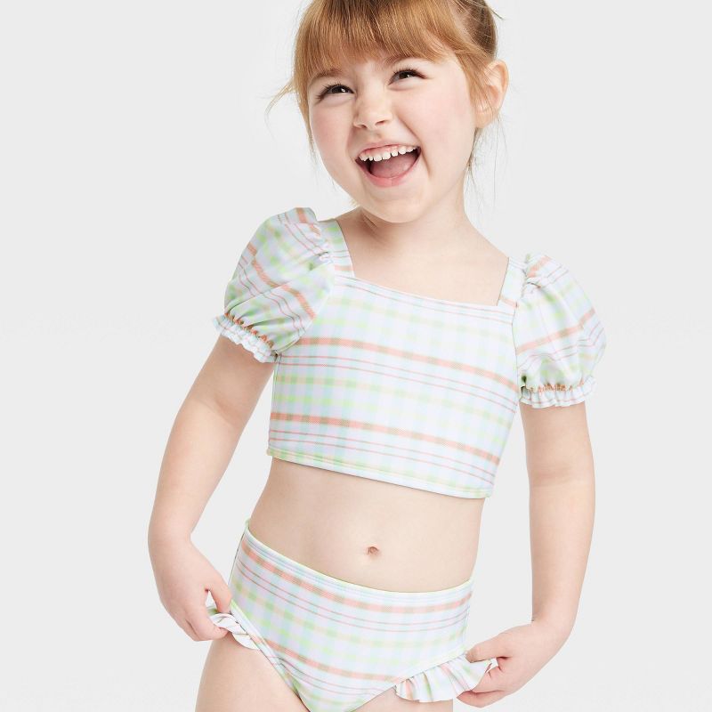 Toddler Girls' 2pc Plaid Bikini Set - Cat & Jack™, 3 of 5