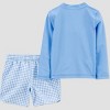 Carter's Just One You&#174 Toddler Boys' Long Sleeve Gingham Rash Guard Swimsuit Sets - Blue - 2 of 4