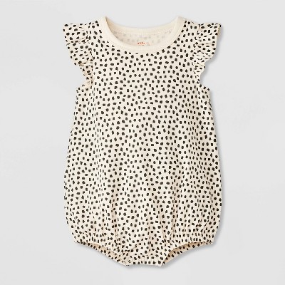 Baby Girls' Printed Ruffle Romper - Cat & Jack™ Brown 18M