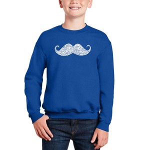 LA Pop Art Ways To Style A Moustache - Boy's Word Art Crewneck Sweatshirt - 1 of 3