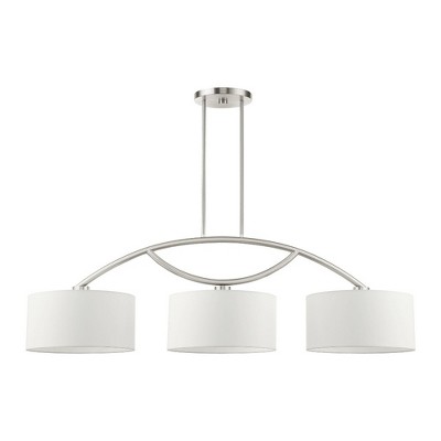 Elegant Brushed Nickel 3-Light Drum Chandelier with Off-White Shade