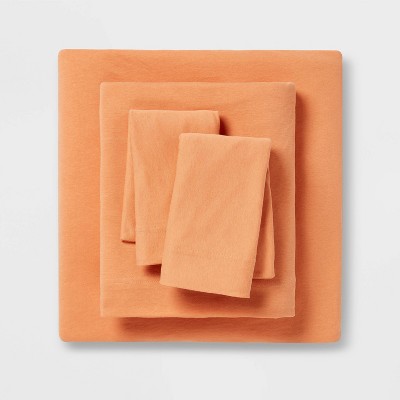 Queen Solid Jersey Sheet Set Orange - Room Essentials™