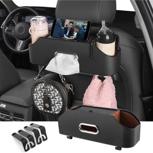 Car Back Seat Organizer with 2 Cup Holders, Napkin Holders with Hook for Travel & Kids - 1 of 4