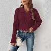 Womens Knit Sweaters Fall Long Sleeve Lapel V Neck Sweater Pullover Polo Shirts Casual Loose Soft Jumper Top Fashion Outfits - 2 of 3