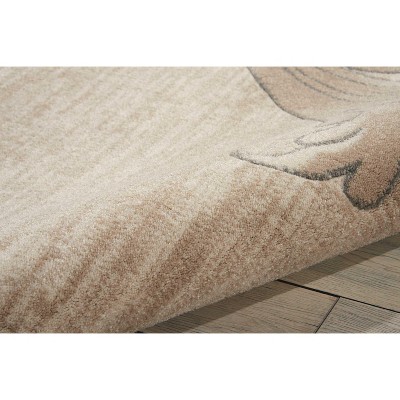 Mocha Floral Synthetic 4' x 6' Handmade Area Rug