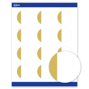 Avery® Cards, 2" Diameter, Dipped Gold Edge, Matte White, 120ct - 1 of 4