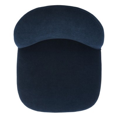 Navy Velvet Channel-Tufted Slipper Chair with Metal Legs
