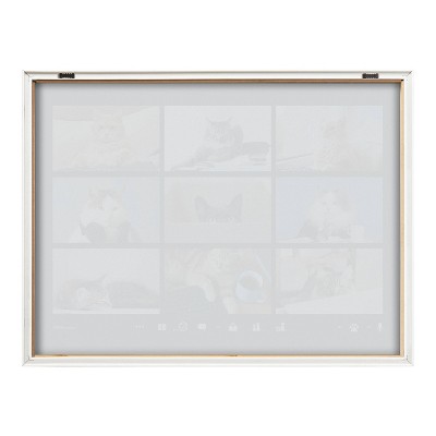 18" x 24" Natural Framed Video Chat Cats Glass Wall Art