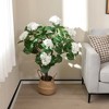 Tangkula 2 Pack Artificial Hydrangea Tree Fake Floral Plant w/ 11 White Flowers - 2 of 4