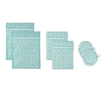 Design Imports Set of 6 Aqua Lattice F Mesh Laundry Bags