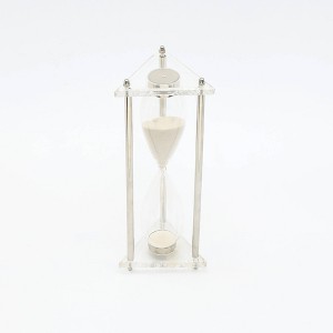 TopComfy Decorative Object Aluminium Frame Sand Timer Hourglass for Elegant Home Office Decor, Silver, 4.5"*4.5"*12.5" - 1 of 4