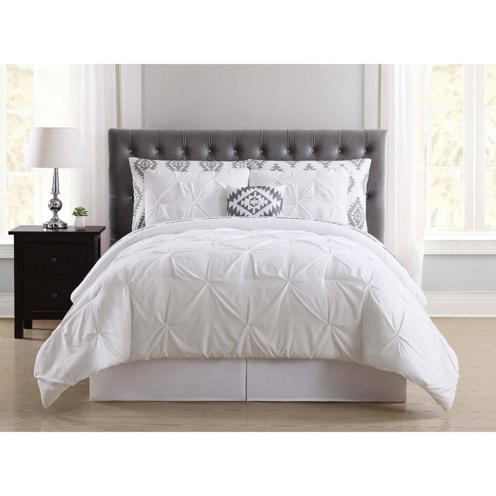 Photos - Bed Linen Truly Soft Everyday Twin Pueblo Pleated Bed in a Bag Set White: 180 Thread